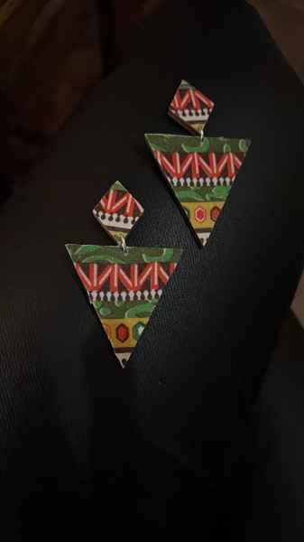orecchini triangolo fantasia astratta 