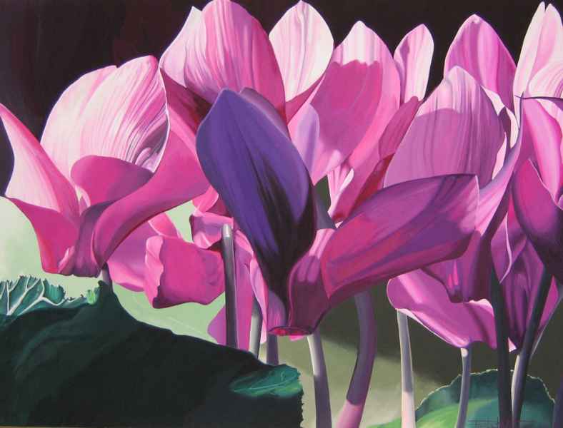 Ciclamini - tempera su carta 50x70 cm