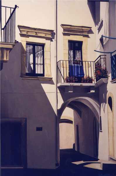 paese-tempera su carta 50x70cm