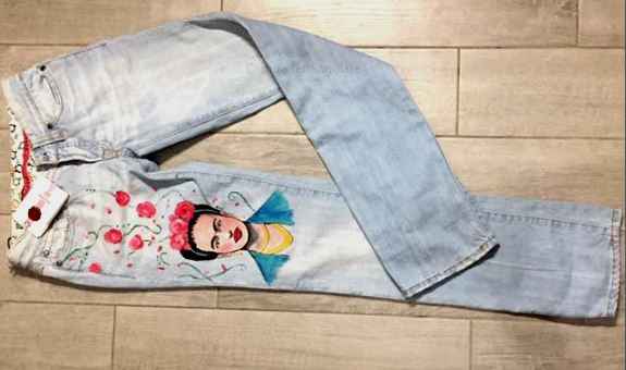 JEANS CUSTOMIZZATI DIPINTI A MANO FRIDA TG  40
