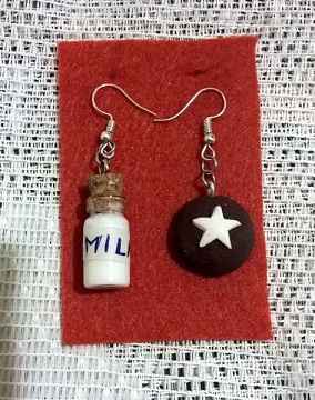 orecchini pan di stelle, orecchini in fimo, orecchini handmade