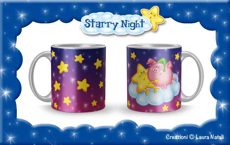 Starry Night _ Tazza Stellina e Maialino
